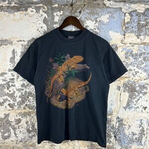 Y2K Black Bearded Dragon Lizard T Shirt Graphic Nature Animal Reptile Cotton Tee